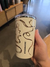 Starbucks 2025 Holiday Glossy White Ribbon Tumbler 12oz