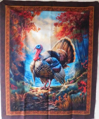 Turkey Time Fabric Panel 100%cotton by Marshall Dry Goods