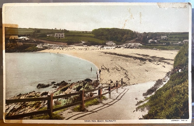 UK Postcard SWAN POOL BEACH Falmouth Cornwall England Raphael Tuck's