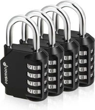 Fosmon Combination Lock, (4 Pack) 4 Digit Multi-Purpose Combination Padlock, Dur