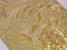 Chirimen Kinran Nishiki-ori Shibo Trees Japanese Obi Fabric Silk 24" L #432A