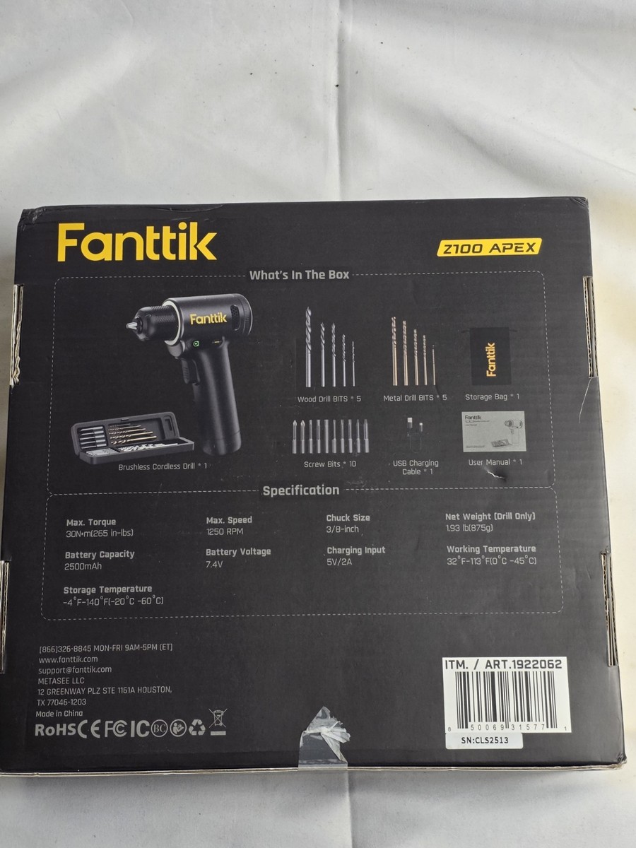 Fanttik Z100 Apex Smart Brushless Cordless Drill – 20-Piece Bit
