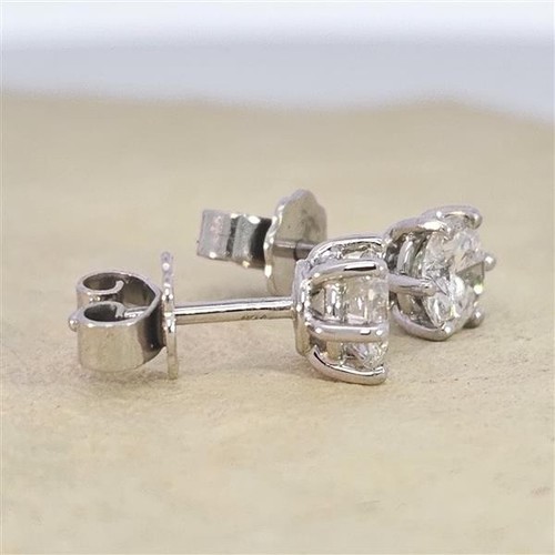 Brillant Diamant Ohrstecker Paar 750/- Weißgold 18 Karat Gold 1,27 Karat G/VS - Bild 5 von 6