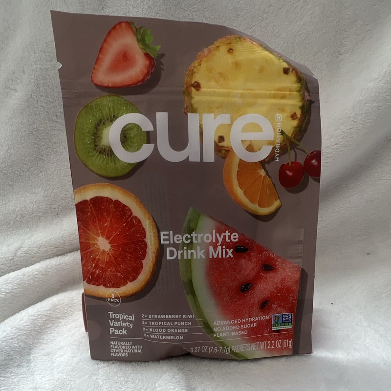 Cure Hydration Electrolyte Drink Mix Powder Tropical Variety 8 Packets 2.2 oz