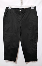 NWT Chicos Size 1 Womens M-8/10 Capri Pants Black Cotton Cropped