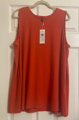 NWT $98 Eileen Fisher Flame Tencell Lyocell Crew Neck Long Shell XL