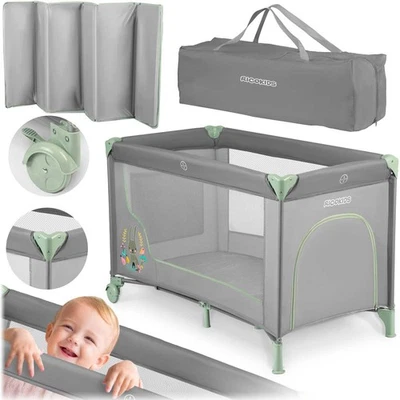 Lit de voyage 125 x 65 x 78 cm RK-240 gris-menthe - Photo 1/4