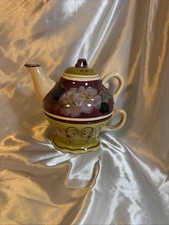 Barnes & Noble Cafe tea for one, hand ptd' pot & cup