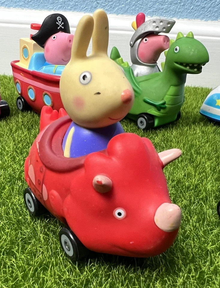 9 Peppa Pig Mini Buggies, Including 2 rare Dinosaur Cars + 1 Dragon Car | Solid - Image 4 of 4