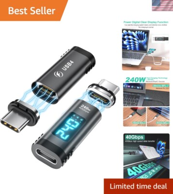 240W Digital Display USB C Magnetic Adapter 2Pack, 24Pin Straight USB C Power...