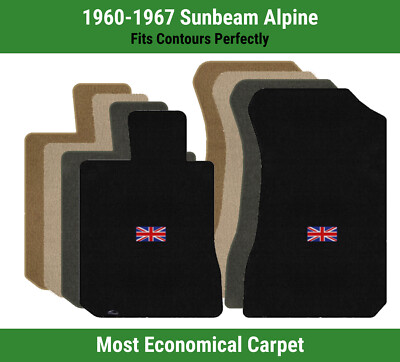 Lloyd Velourtex Front Carpet Mats for '60-67 Sunbeam Alpine w/British Flag Logo