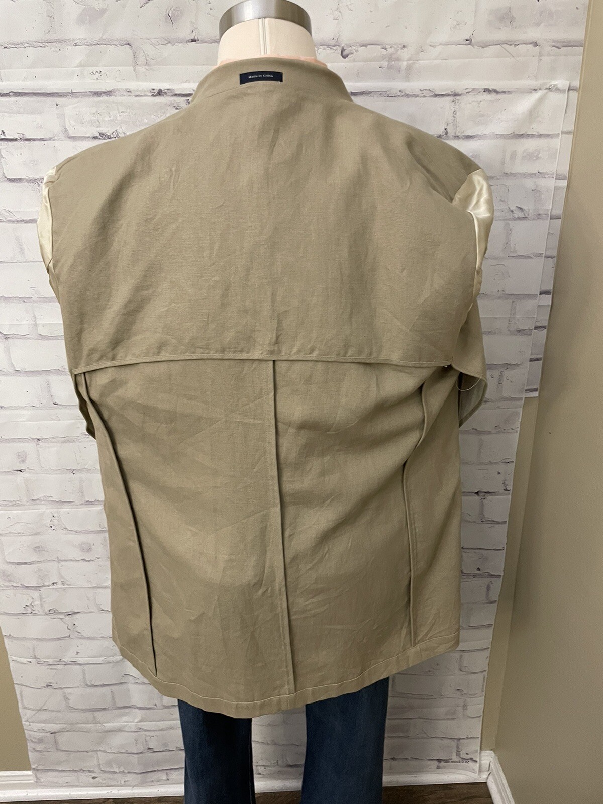 Oak Creek Dillards 44L 3 Button Beige Linen Blend Jacket Blazer Sport Coat  