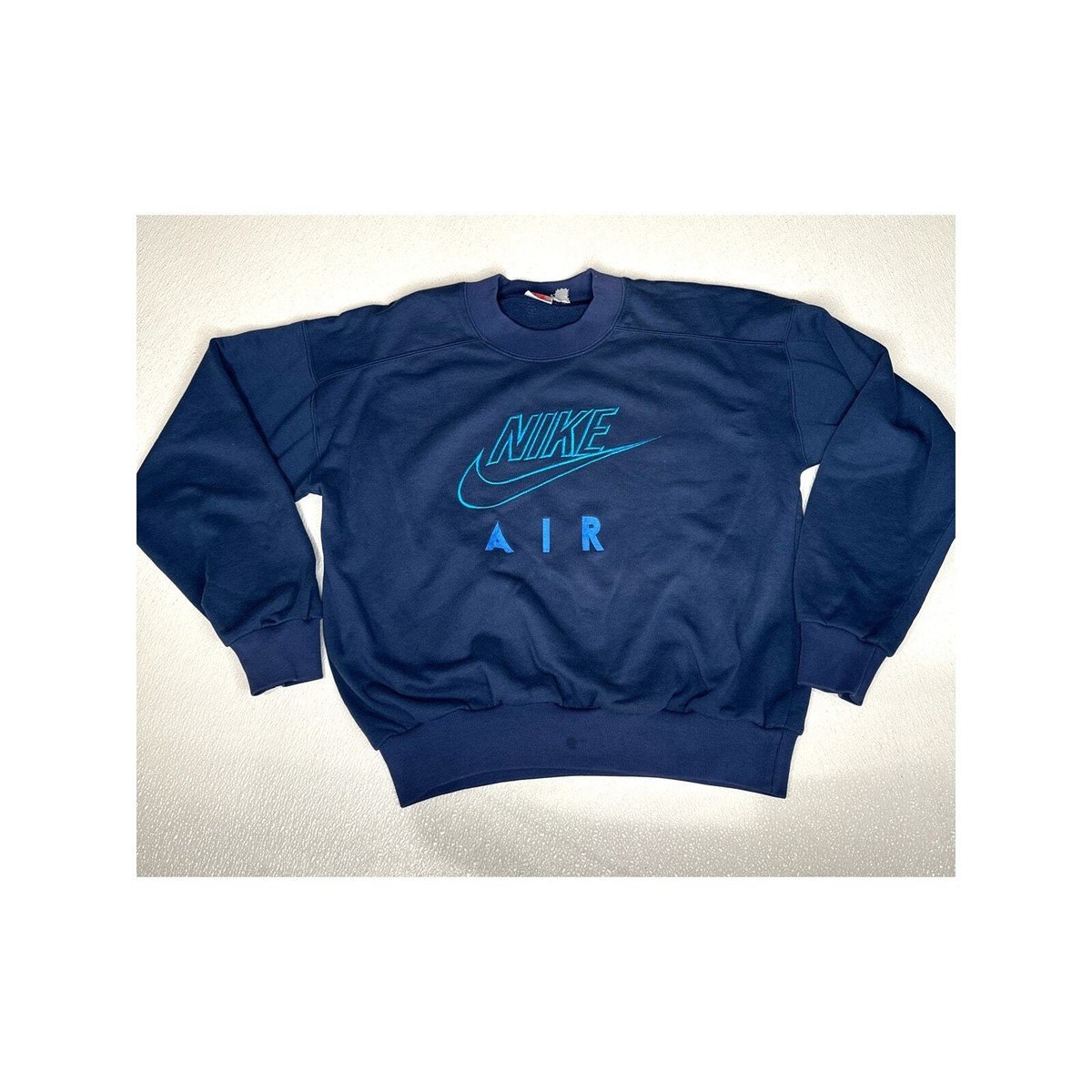 Vtg Nike AIR Spell Out Block Letter Big Swoosh Crew Sweatshirt USA