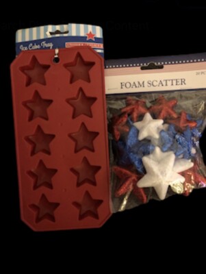 Red White & Blue Star Foam Scatter & Star Shaped Ice Cube Tray