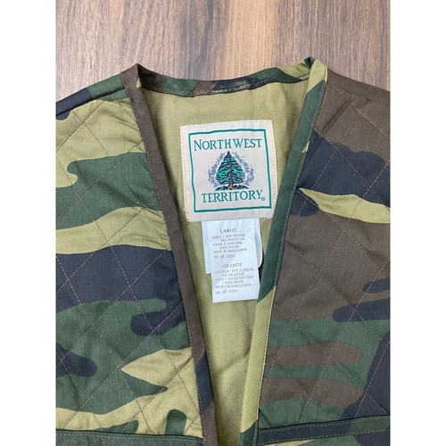 NEW VTG 90s Northwest Territory Deluxe Hunting quilted camo vest w/game bag, L - Picture 4 of 5