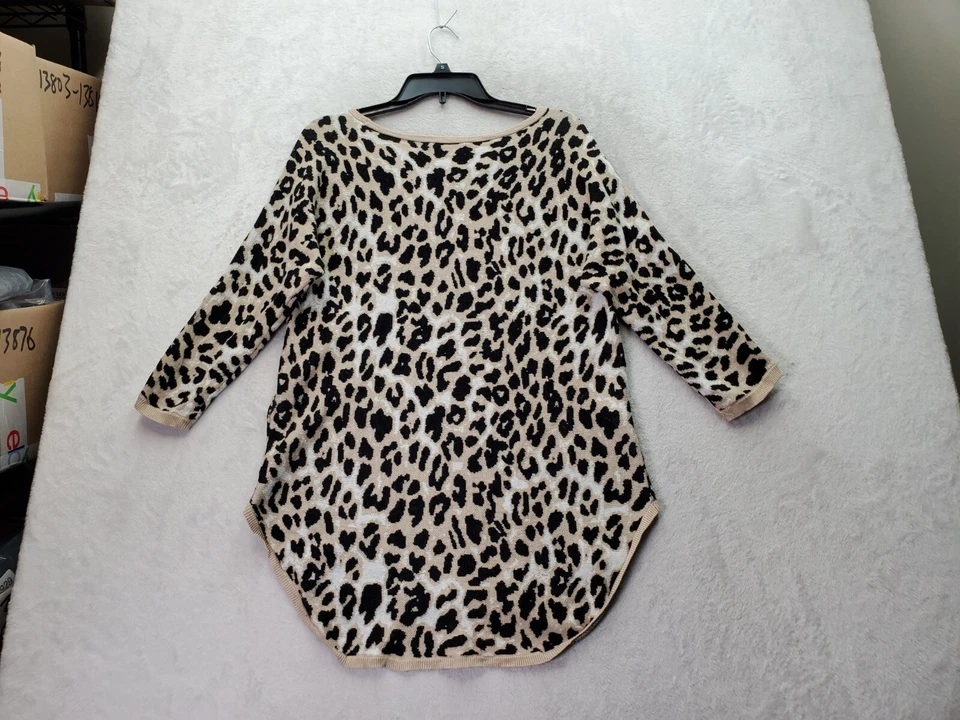 Suéter Mujer New York & Company Medio Tostado Estampado Animal Tejido Algodón Manga Larga Foto 2 de 4