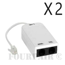 2 Pack - ADSL ADSL2+ DSL Modem Telephone Phone Fax In-Line Splitter Filter RJ11