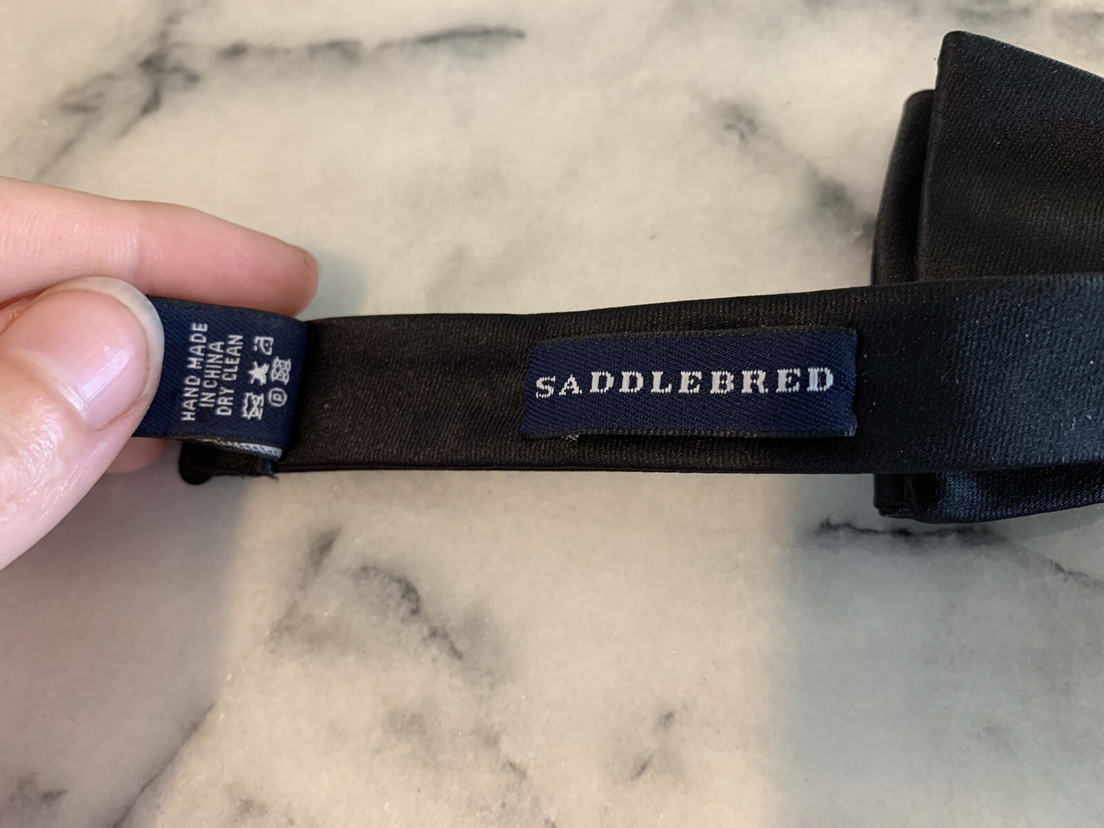 Saddlebred Handmade Solid Black Woven Pretied Adj… - image 4