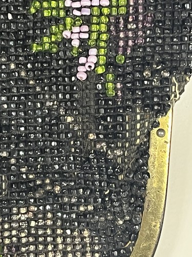 VINTAGE MADE IN GERMANY Black Floral Design Beaded Bag Purse Snap Clasp No Chain - Picture 4 of 8