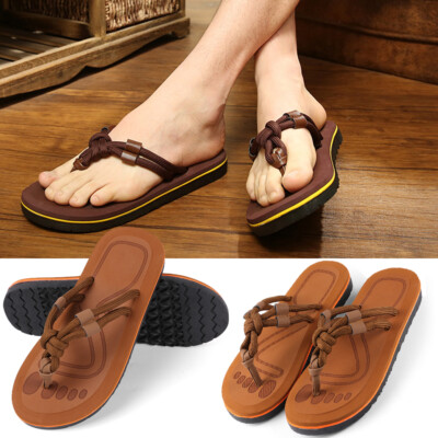Summer Men Knotted Sandals With Soft Sole Non-slip Flip Flops For Swimming Pool