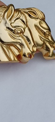 Doreen Ryan Horse Head Belt Buckle and Belt Vintage Doreen Ryan Horse Belt Buckle Double Head Brass Gold  main image 2