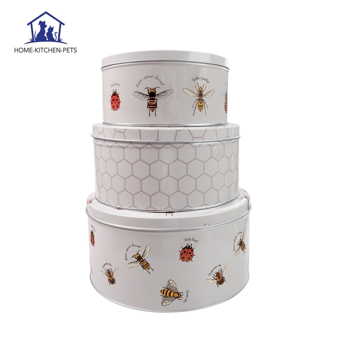 Set of Round Cake Storage Tins with Lids – Food Containers for  Biscuits,Sweets