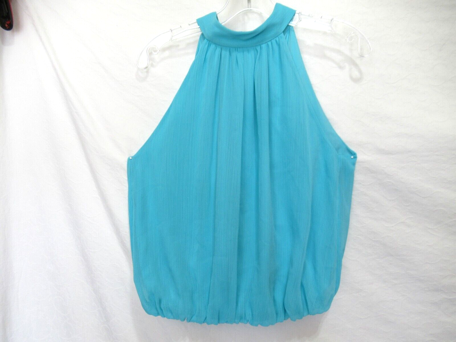 Alice & Olivia Maris Small Turquoise Open Back Mock Neck Sleeveless Halter Top