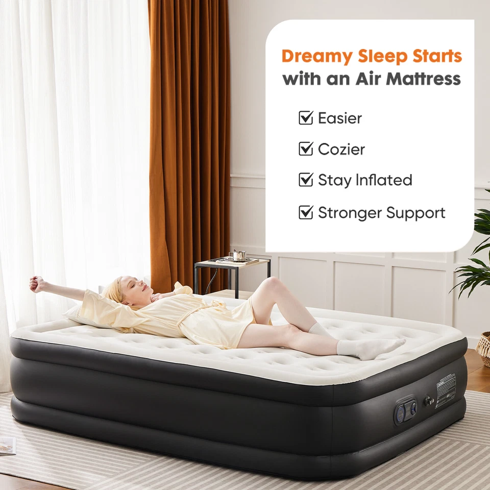 Air Mattress With Coil Beam Support, Plush Velvety Top Hold Up To 660 Pounds - Image 2 of 4