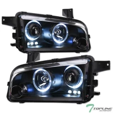 Topline For 2005/2006-200 Dodge Charger LED Halo Projector Headlights -Matte Blk