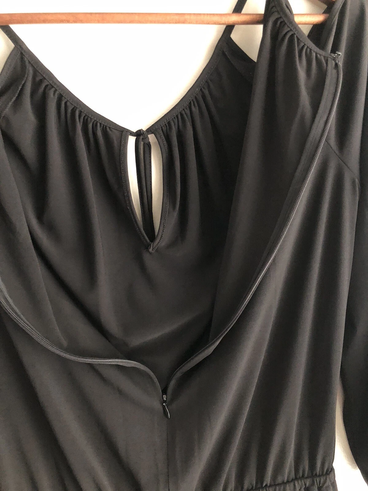 Abito da donna Michael Kors nero a spalla fredda manica lunga taglia media