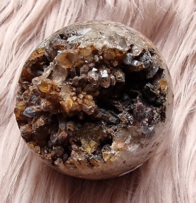 Agate Druzy Sphere 5cm clear quartz cluster unique balance, self worth