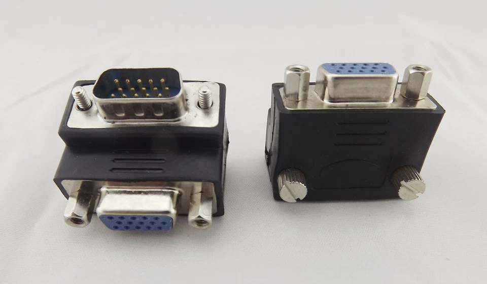 1x 15 Pin VGA Male to Female SVGA Extend Adapter Converter Right Angled Black - Image 3 of 4