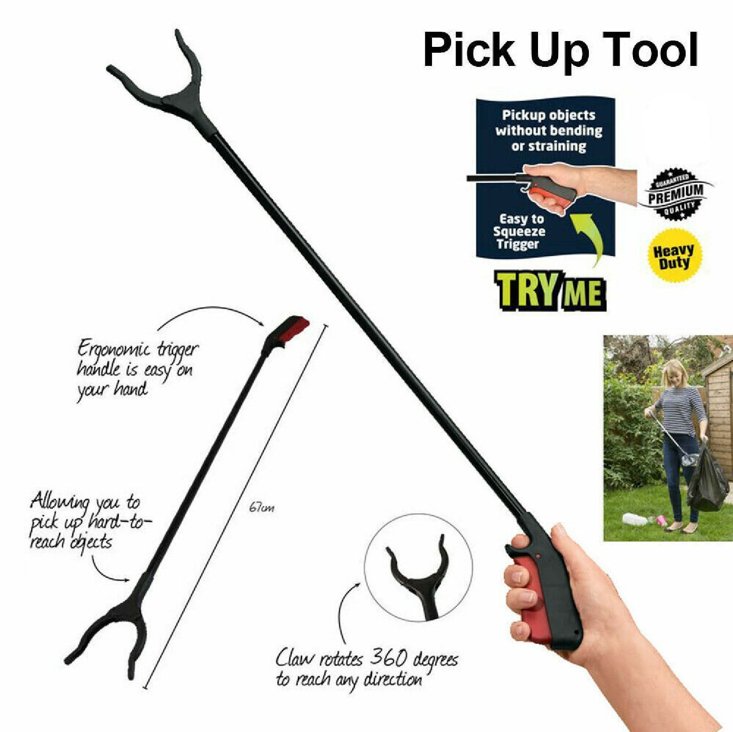 5 X LONG REACH GRABBER REACHER LITTER PICKER HELPING HAND HELD PICK UP