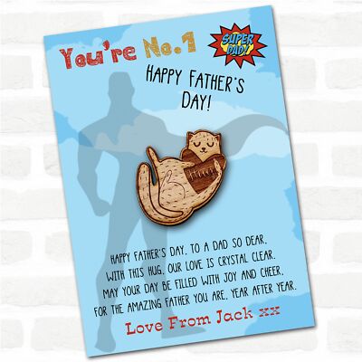 Katze Kuschel Liebe Herz Superheld Papa Vatertag personalisiert Geschenk Taschenumarmung