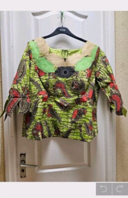 Afrikanische Damen Top Qualität Hollandaise Ankara langer Rock & Bluse.  Größe 18 /20 