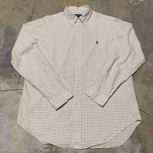 Polo Ralph Lauren Hemd Herren L beige kariert Classic Fit Langarm Pony Preppy - Bild 4 von 12