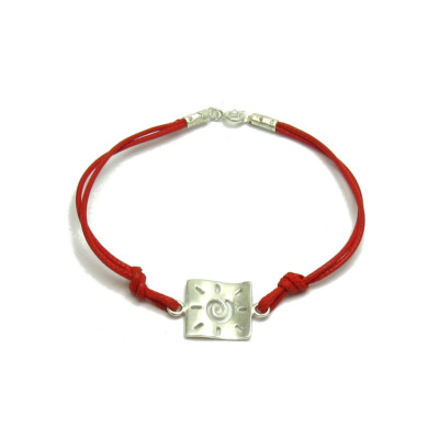 Sterling Silber Armband echt massiv 925 Sonne mit roter Schnur Handarbeit Kaiserin