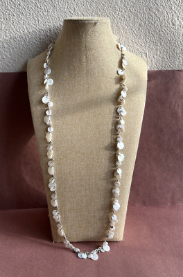 Stella & Dot Toujours Mother of  Pearl Cisk Clusters Crystal Dangle Necklace