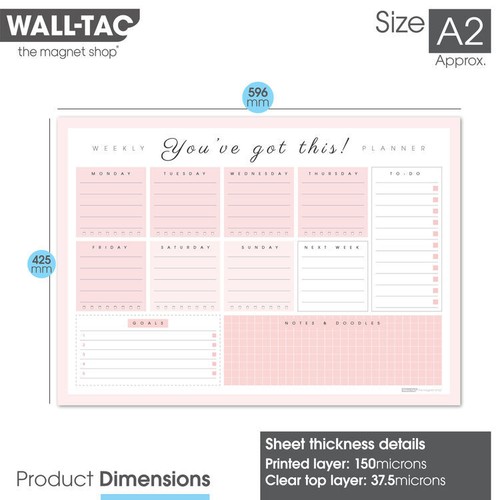 WallTAC Dry Erase Removable Weekly Wall Sticker Planner Organiser - Motivational - Picture 19 of 28