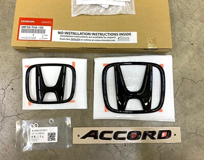 Genuine Oem Honda 18 21 Accord Gloss Black Logo Emblem Set 08f Tva 100 Ebay
