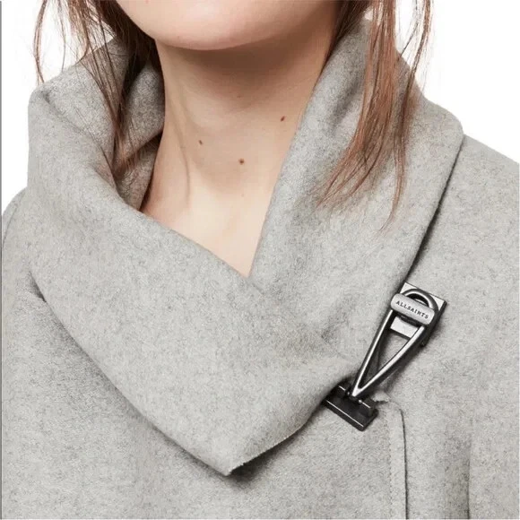 Abrigo ALLSAINTS City Monument Lana Italiana Gris Talla 2 Foto 3 de 4