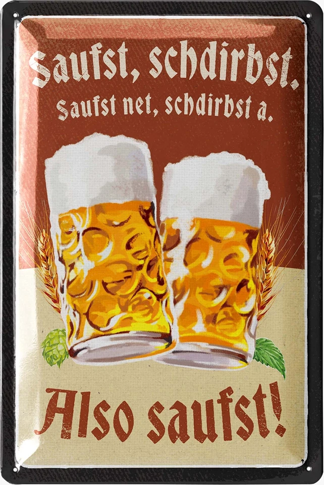 LANOLU Blechschilder retro Bier Bar Deko, Metallschilder mit Spruch Partyraum, 20x30cm