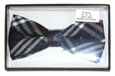 Adult Unisex Red White Blue Plaid Formal Dress Up Elastic Necktie Costume Bowtie