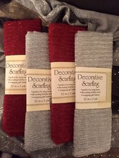 Dekoracyjny szal Opakowanie prezentowe Kokardy Wianki Girlanda 32X3 jardy Partia 4 czerwone i srebrne