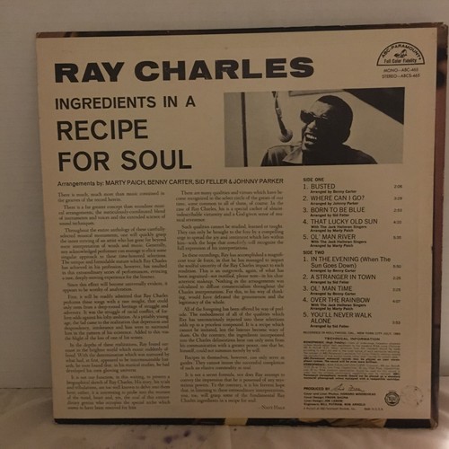 Ray Charles, LP Ingredients In A Recipe For Soul, - Picture 2 of 5