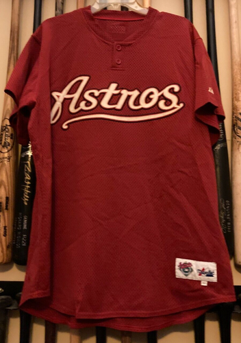 Chris Truby - 2001 Houston Astros Game Used Red Mesh BP Jersey - Size 48 - Picture 4 of 7