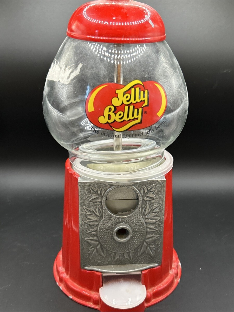 THE JELLY BELLY JELLYBEAN DISPENSER RARE VINTAGE METAL & GLASS