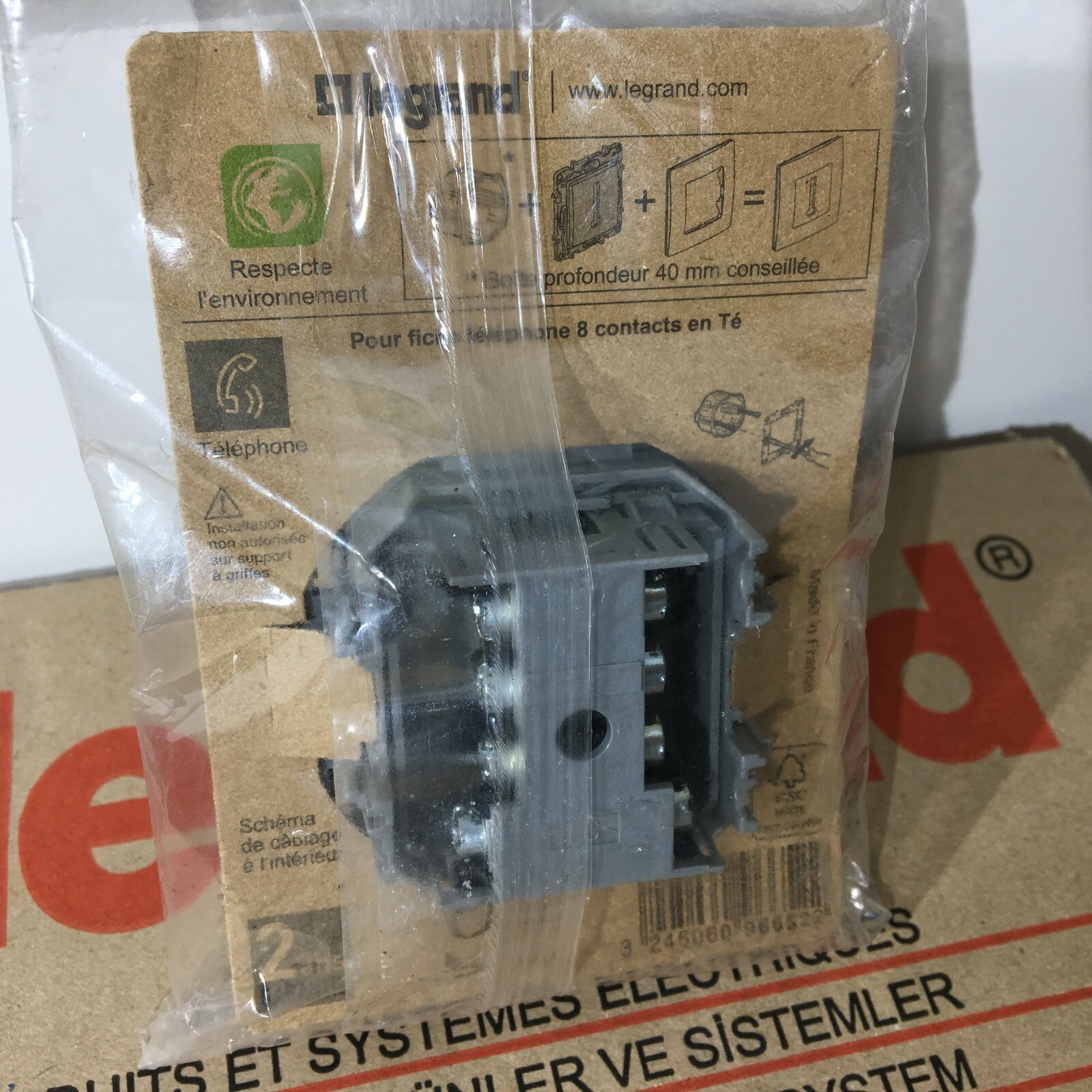 Prise telephone en T Legrand Niloe fonte noir lot de 6 complet 096652 - 4