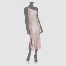  288 Aqua Women's Pink Sequined Gown Sleeveless Midi Party Sheath Dress Size 8