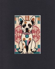 8X10" Matted Print Art Picture Modern Portrait, Dog Canine: French Bulldog